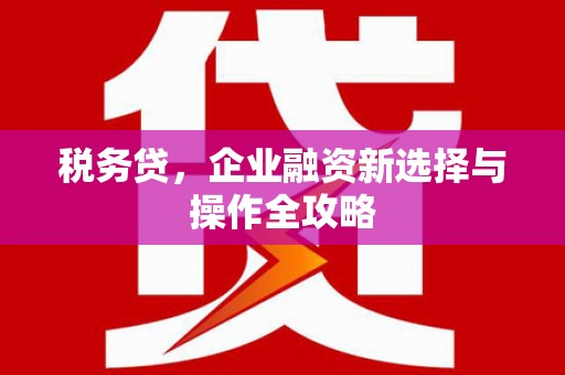 大余税务贷，企业融资新选择与操作全攻略