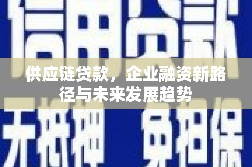 大余供应链贷款，企业融资新路径与未来发展趋势