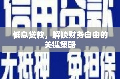 大余低息贷款，解锁财务自由的关键策略