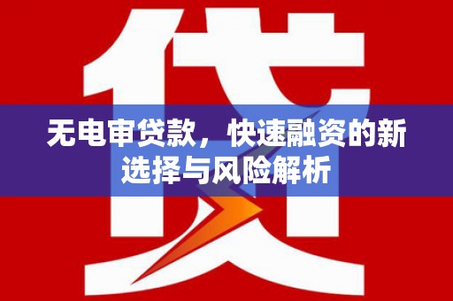 大余无电审贷款，快速融资的新选择与风险解析