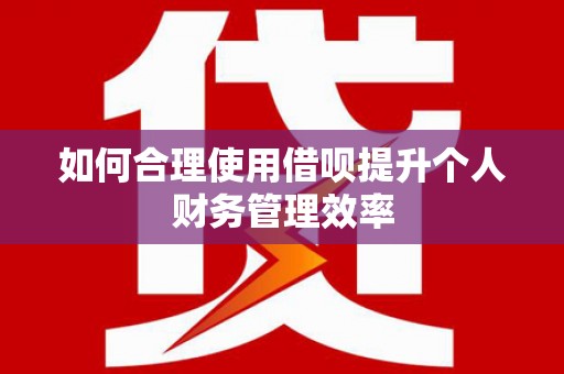 大余如何合理使用借呗提升个人财务管理效率