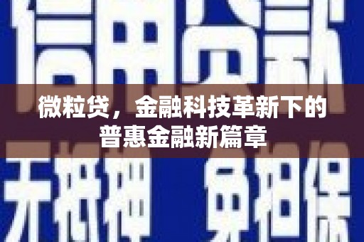 大余微粒贷，金融科技革新下的普惠金融新篇章