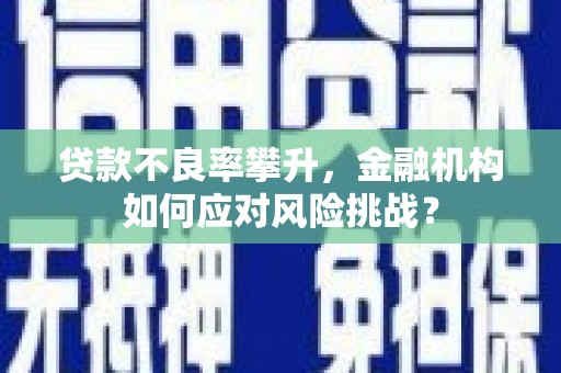 大余贷款不良率攀升，金融机构如何应对风险挑战？