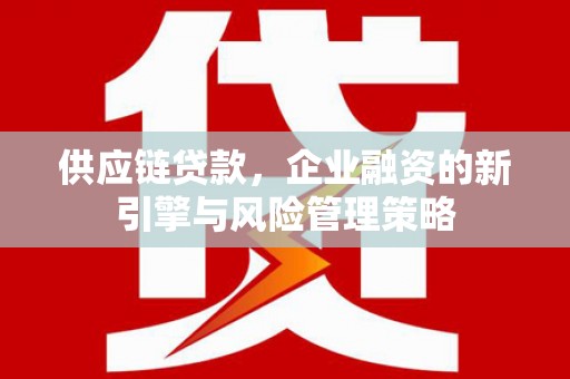 大余供应链贷款，企业融资的新引擎与风险管理策略