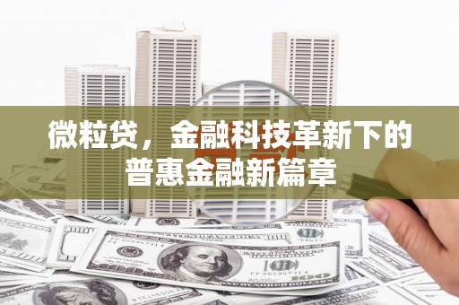 大余微粒贷，金融科技革新下的普惠金融新篇章
