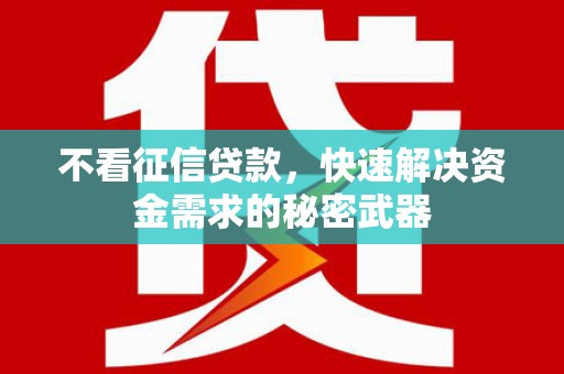 大余不看征信贷款，快速解决资金需求的秘密武器