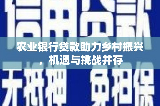 大余农业银行贷款助力乡村振兴，机遇与挑战并存