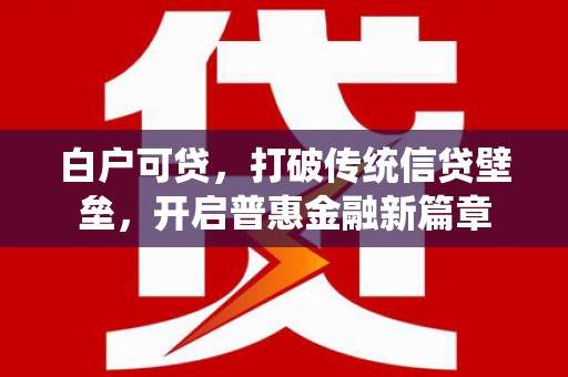 大余白户可贷，打破传统信贷壁垒，开启普惠金融新篇章